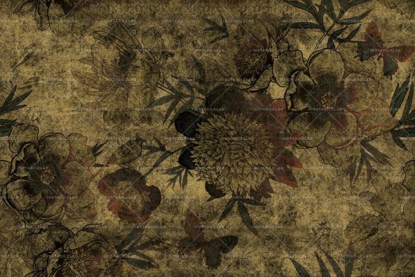 The Vintage Floral Wallpaper with large Flowers CANARIO NERO gives the room an extremely sophisticated and refined style.