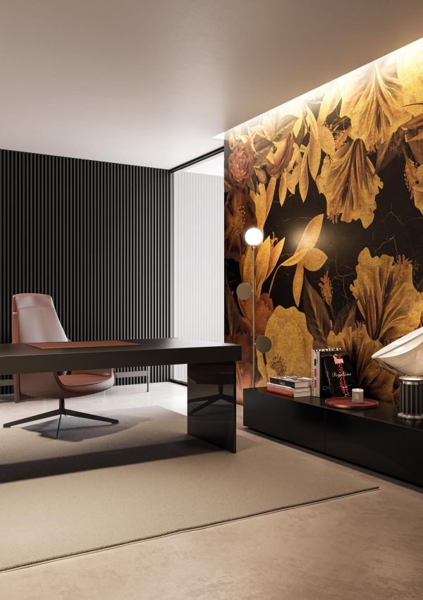 Orointenso is the elegant and luxurious Floral Wallpaper with stunning Giant Flowers, rich in reflections and shades.