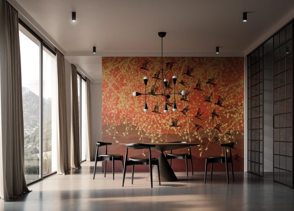 Decorative Wallpaper with Birds - Red Mountain