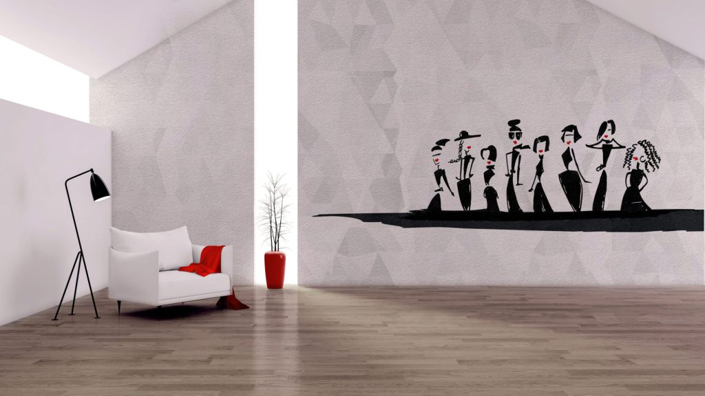 Spacious Modern and minimalis Living Room, black & white interior design ,White sofa on wood flooor ,3d rendering