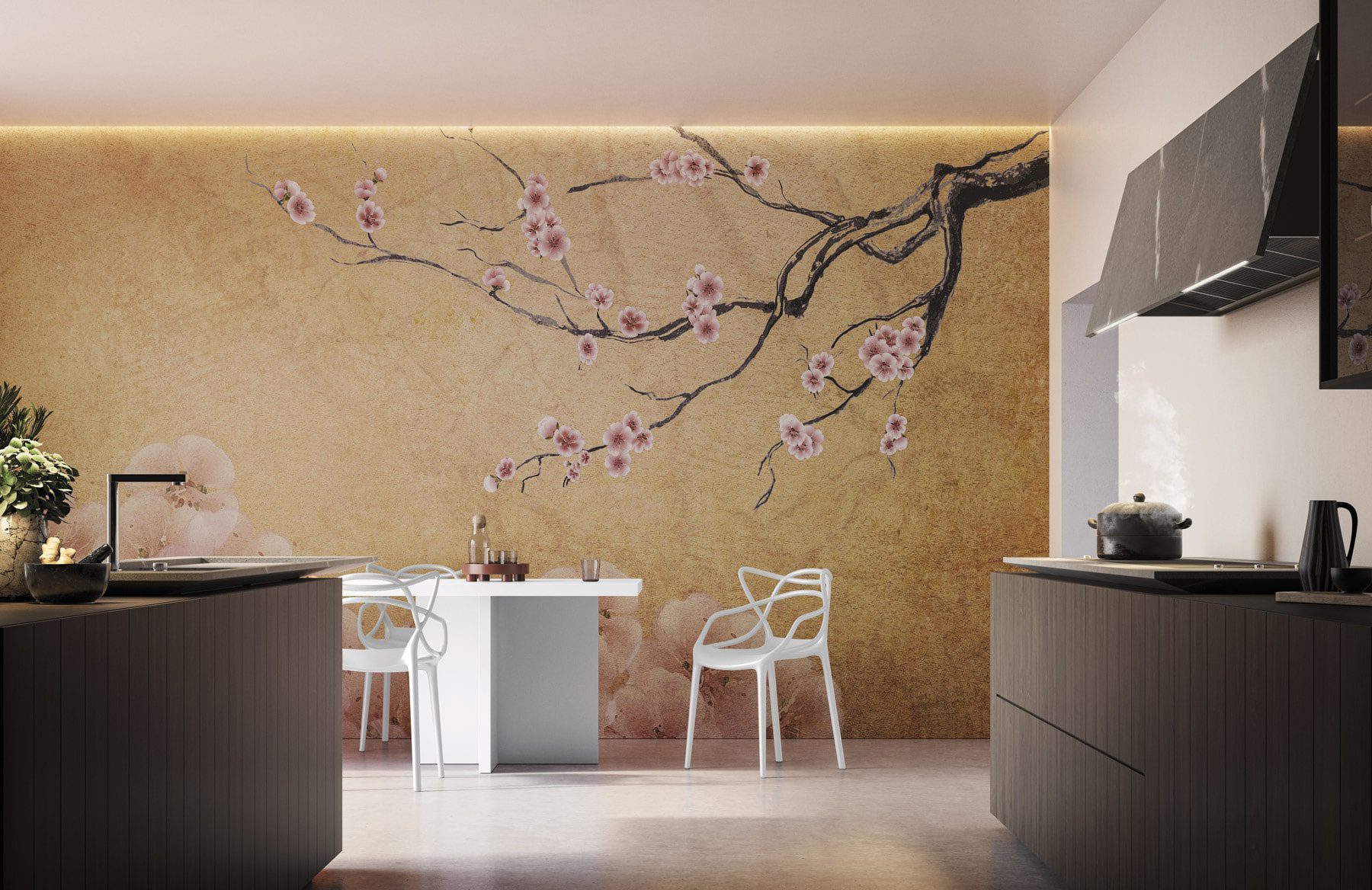 Papier Peint Fleuri Japonais Instabilelab. L'élégance traditionnelle du Japon et le design intérieur contemporain.