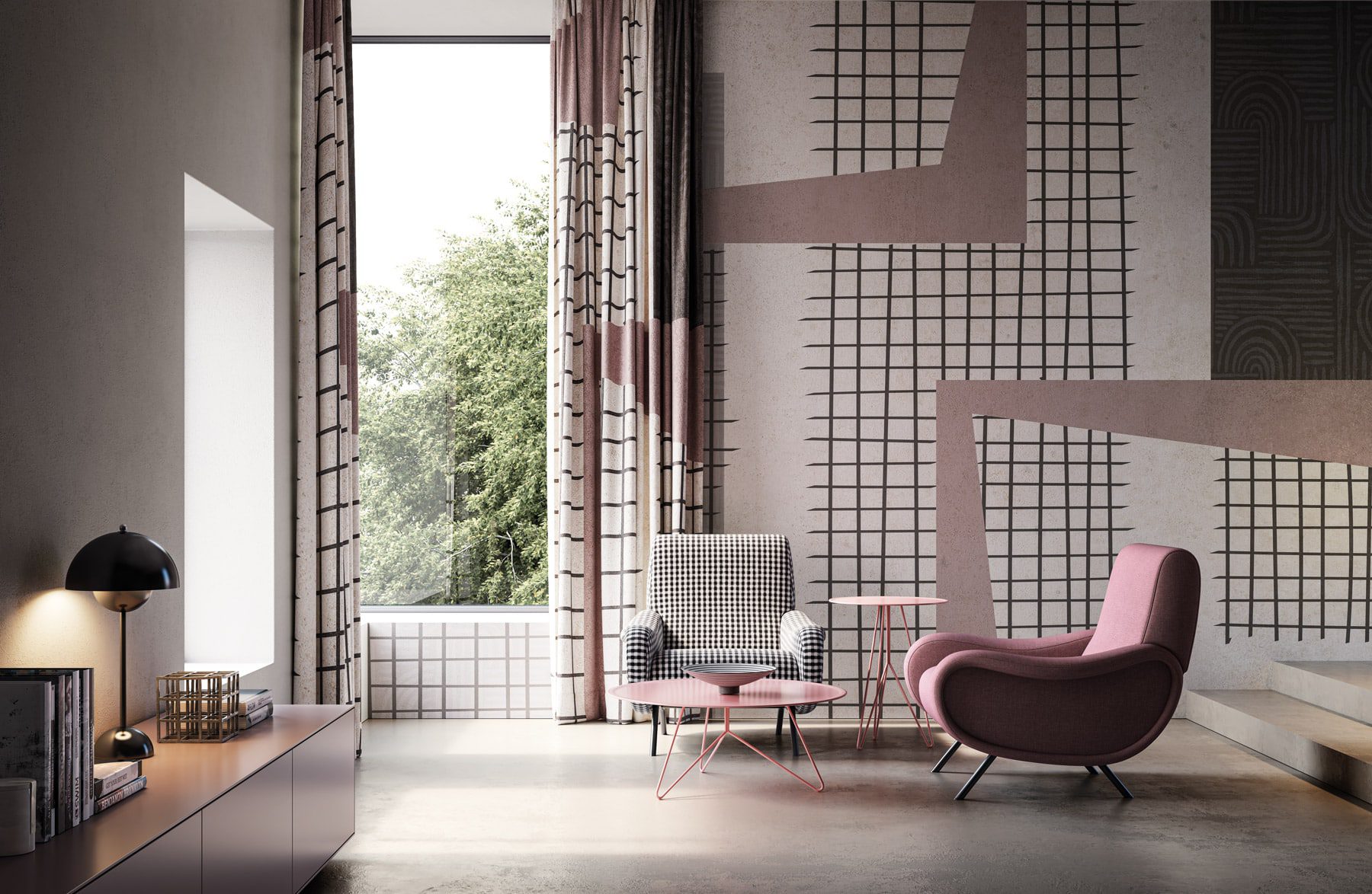 Die geometrische Tapete von Instabilelab ist eine stilvolle Wahl, die Modernität und Design vereint. Entdecken Sie die exklusive Kollektion
